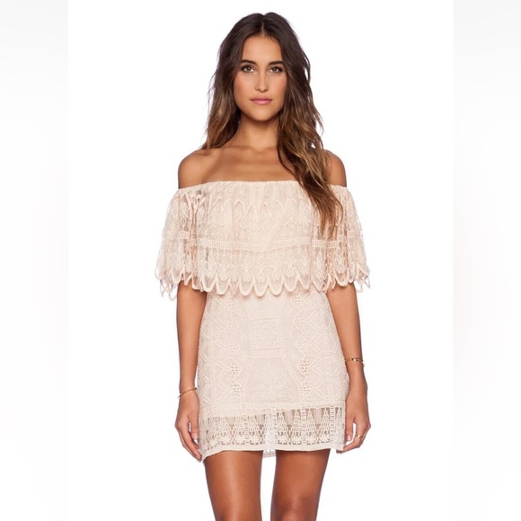Jen's Pirate Booty Dresses & Skirts - Jen’s Pirate Booty *Wilderness Fiesta* pink lace off shoulder mini dress M/L